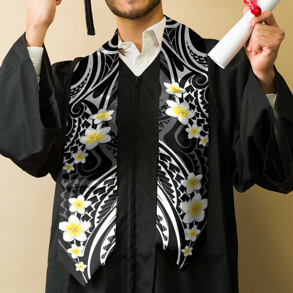 Plumeria With Black Polynesian Tattoo Pattern Graduation Stole LT05 - Polynesian Pride