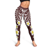 Plumeria With Oxblood Polynesian Tattoo Pattern Leggings LT05 - Polynesian Pride