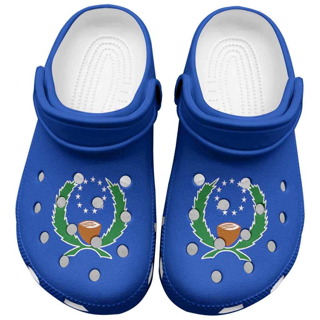 Pohnpei Clogs Shoes Heritage Palette Flag-Inspired LT01 Blue - Polynesian Pride