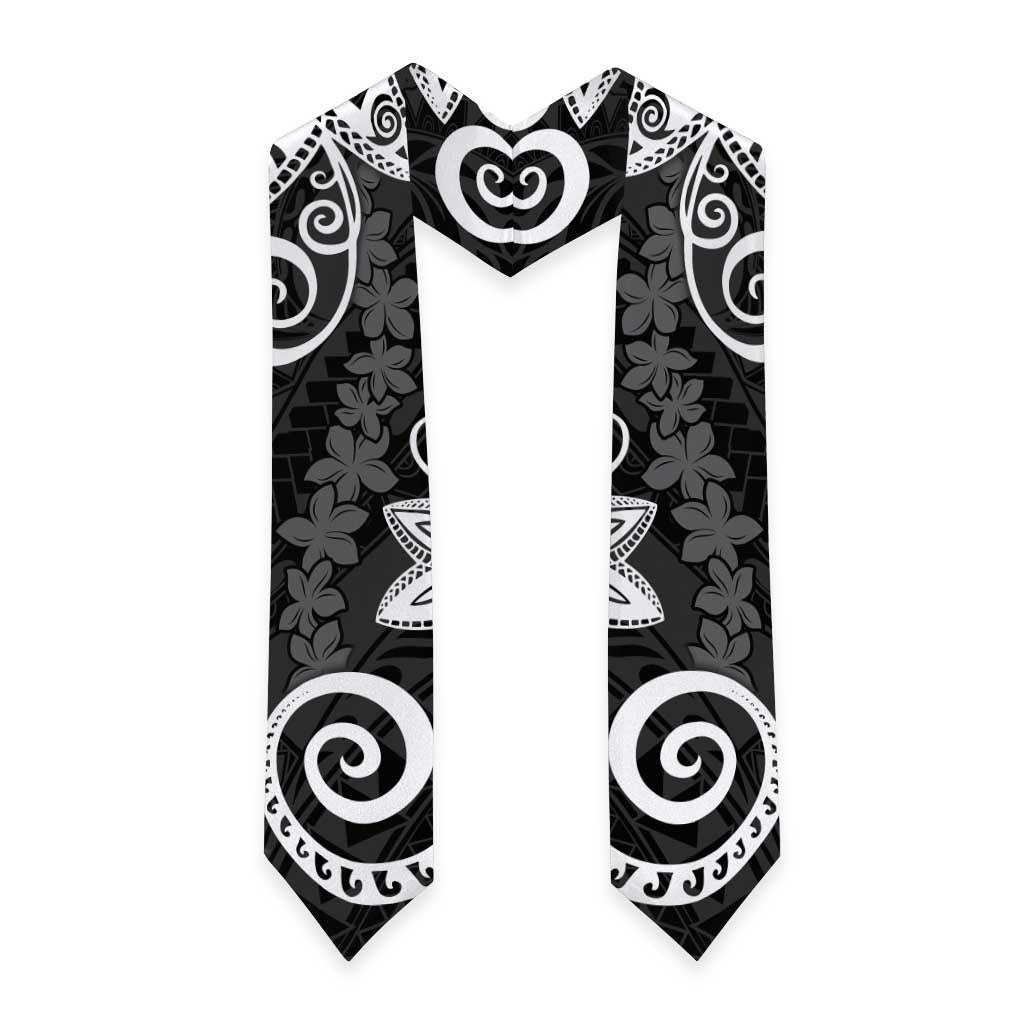 Polynesia Graduation Stole Black Floral Pattern LT05 - Polynesian Pride