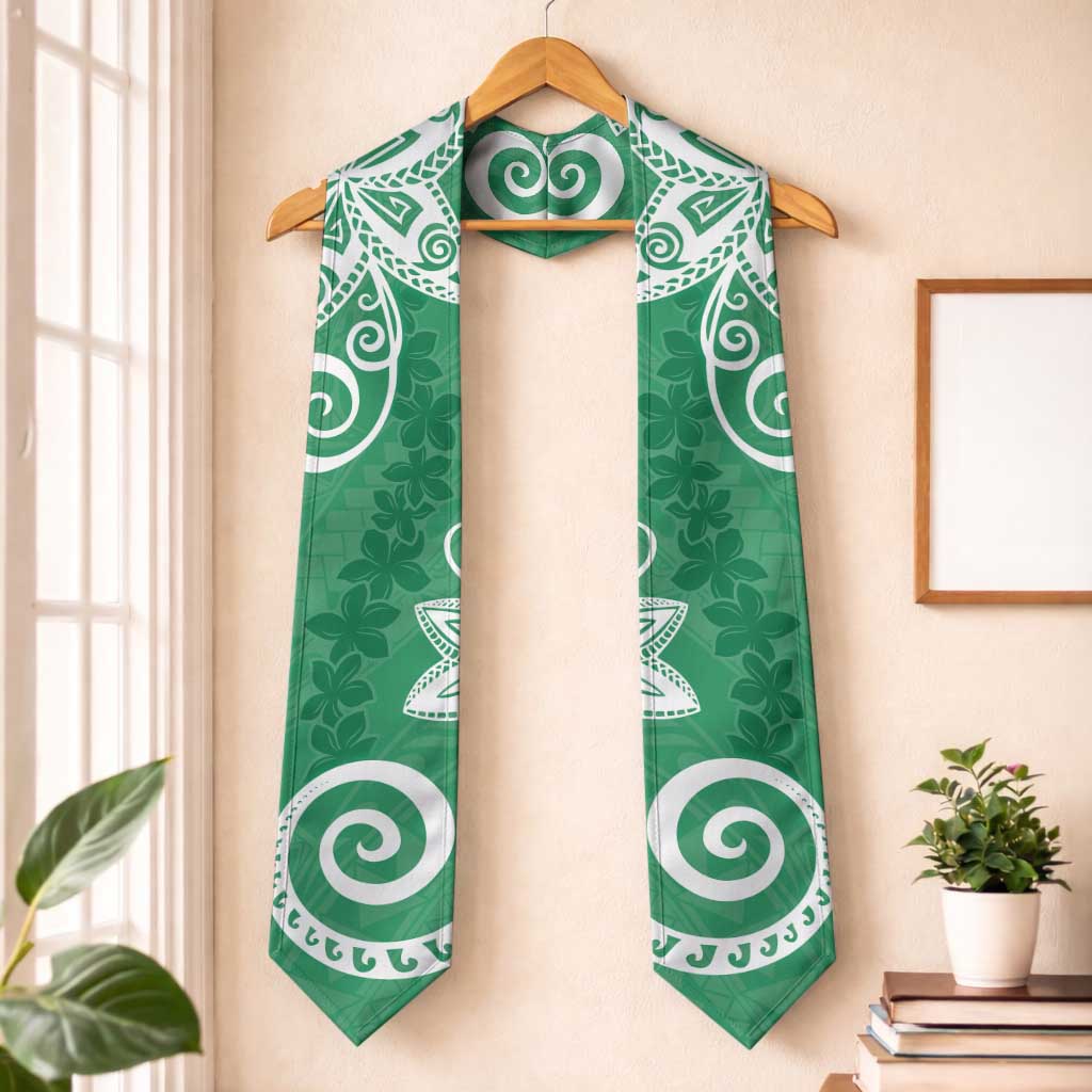 Polynesia Graduation Stole Green Floral Pattern LT05 One Size Green - Polynesian Pride