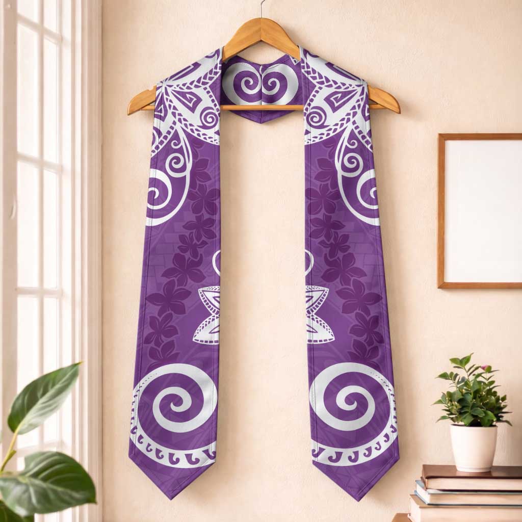 Polynesia Graduation Stole Purple Floral Pattern LT05 One Size Purple - Polynesian Pride