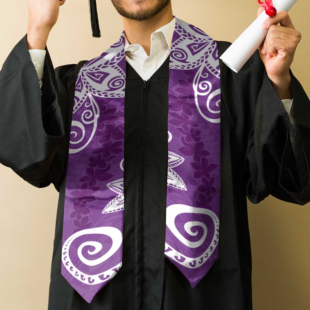 Polynesia Graduation Stole Purple Floral Pattern LT05 - Polynesian Pride