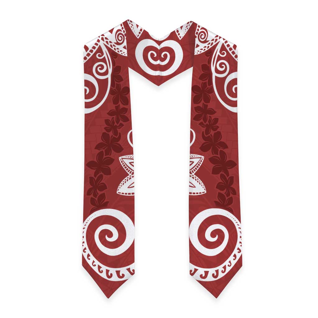 Polynesia Graduation Stole Red Floral Pattern LT05 - Polynesian Pride