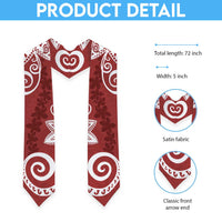 Polynesia Graduation Stole Red Floral Pattern LT05 - Polynesian Pride