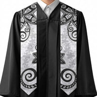 Polynesia Graduation Stole White Floral Pattern LT05 - Polynesian Pride