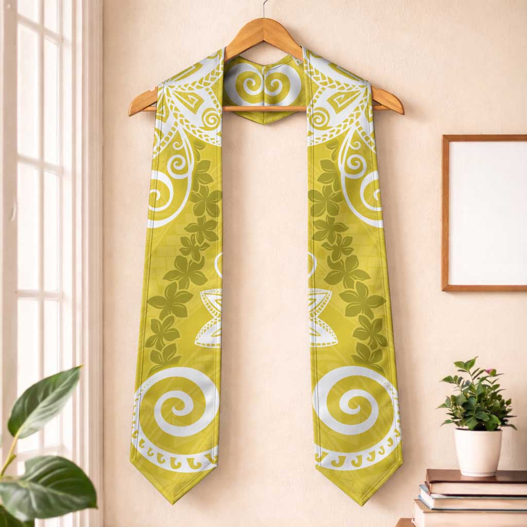 Polynesia Graduation Stole Yellow Floral Pattern LT05 One Size Yellow - Polynesian Pride
