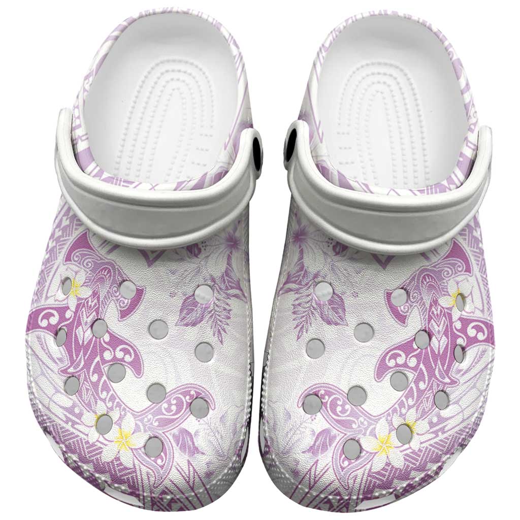Polynesia Hammerhead Shark Clogs Shoes Tropical Flowers Tribal Pattern Lavender LT05 Purple - Polynesian Pride