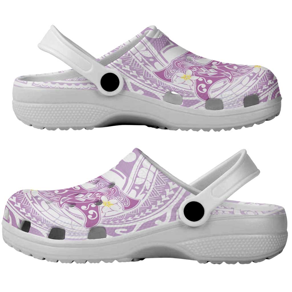 Polynesia Hammerhead Shark Clogs Shoes Tropical Flowers Tribal Pattern Lavender LT05 - Polynesian Pride