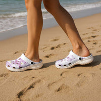 Polynesia Hammerhead Shark Clogs Shoes Tropical Flowers Tribal Pattern Lavender LT05 - Polynesian Pride