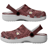 Polynesia Hammerhead Shark Clogs Shoes Tropical Flowers Tribal Pattern Oxblood LT05 - Polynesian Pride