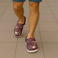 Polynesia Hammerhead Shark Clogs Shoes Tropical Flowers Tribal Pattern Oxblood LT05 - Polynesian Pride