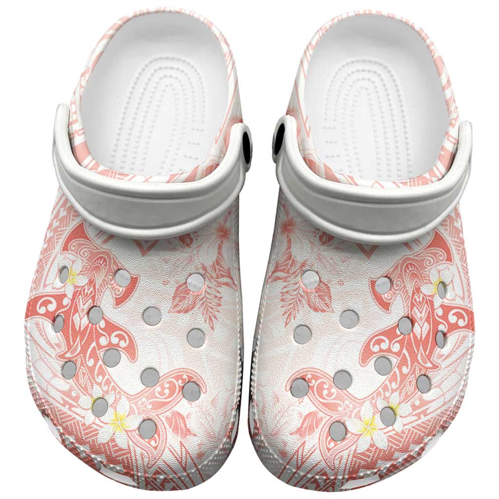 Polynesia Hammerhead Shark Clogs Shoes Tropical Flowers Tribal Pattern Peach LT05 Peach - Polynesian Pride