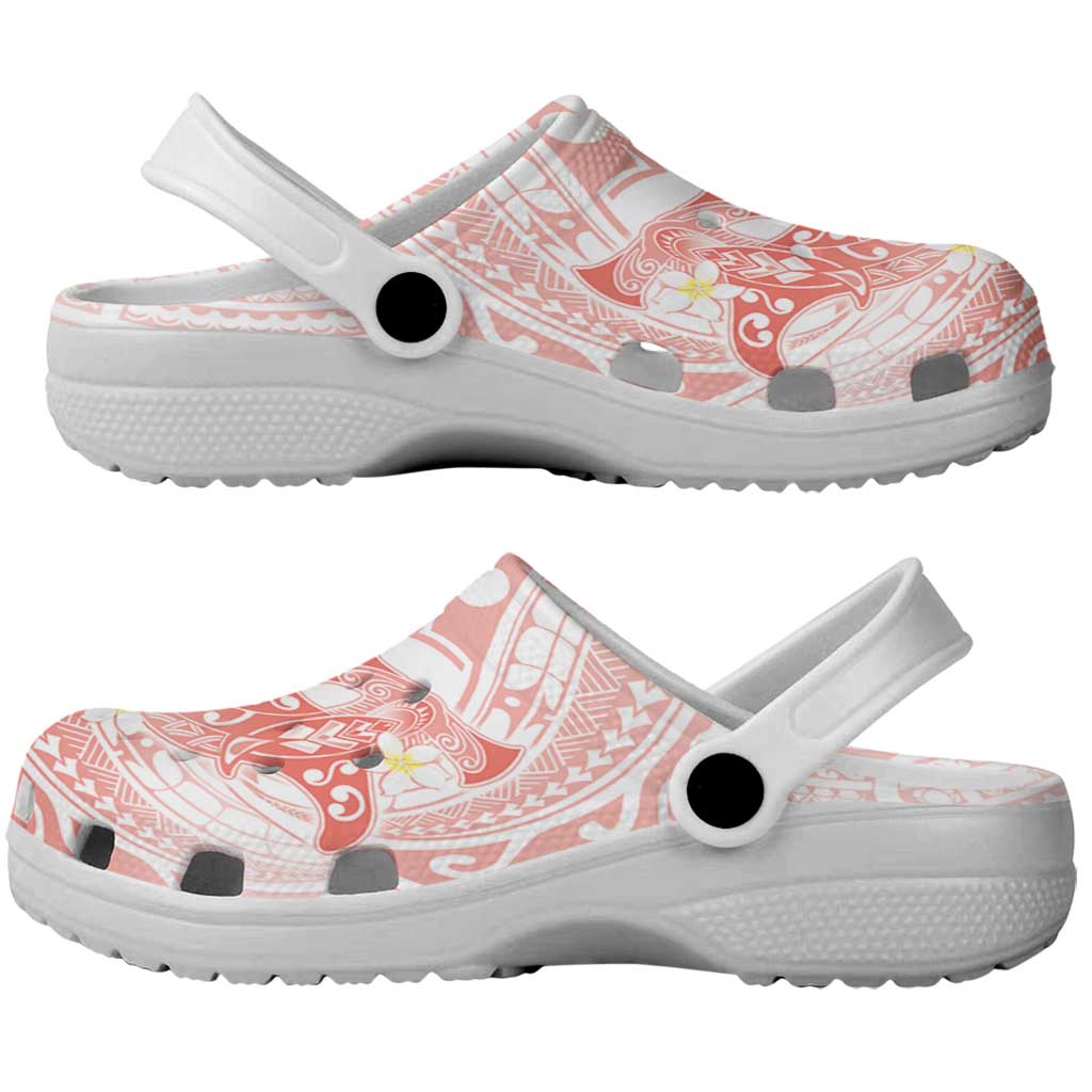 Polynesia Hammerhead Shark Clogs Shoes Tropical Flowers Tribal Pattern Peach LT05 - Polynesian Pride