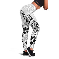 Polynesia Leggings Plumeria White Curves LT7 - Polynesian Pride