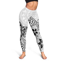 Polynesia Leggings Plumeria White Curves LT7 - Polynesian Pride