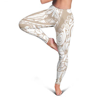 Polynesia Leggings Polynesian Tropical Flowers Beige Pastel Vibes LT14 - Polynesian Pride