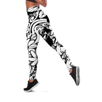 Polynesia Leggings Polynesian Tropical Flowers Black Pastel Vibes LT14 Black - Polynesian Pride
