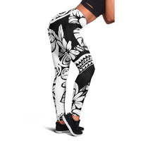 Polynesia Leggings Polynesian Tropical Flowers Black Pastel Vibes LT14 - Polynesian Pride
