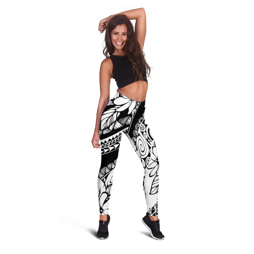 Polynesia Leggings Polynesian Tropical Flowers Black Pastel Vibes LT14 - Polynesian Pride