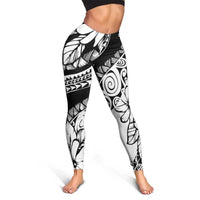 Polynesia Leggings Polynesian Tropical Flowers Black Pastel Vibes LT14 - Polynesian Pride