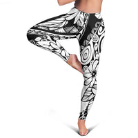 Polynesia Leggings Polynesian Tropical Flowers Black Pastel Vibes LT14 - Polynesian Pride