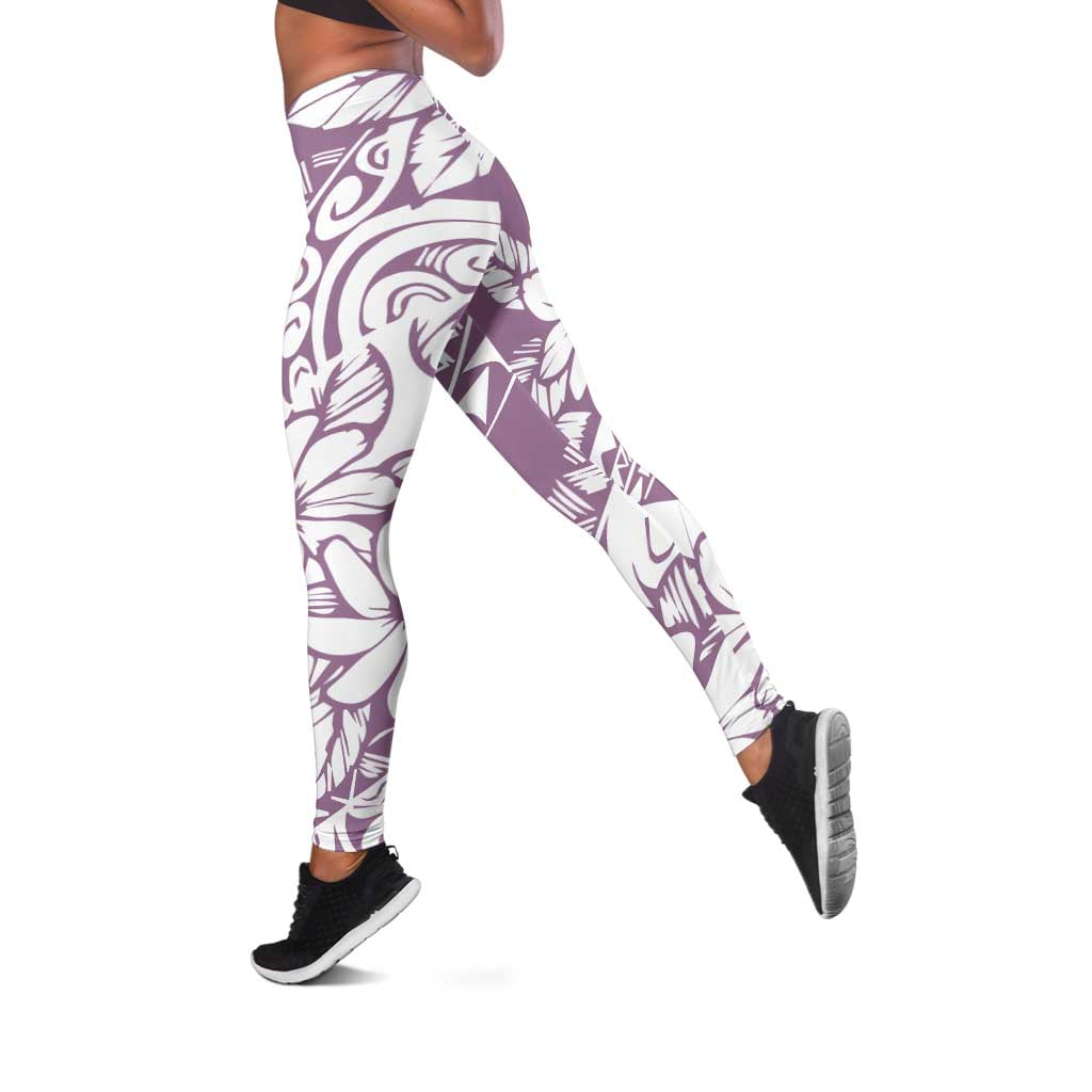 Polynesia Leggings Polynesian Tropical Flowers Purple Pastel Vibes LT14 Purple - Polynesian Pride