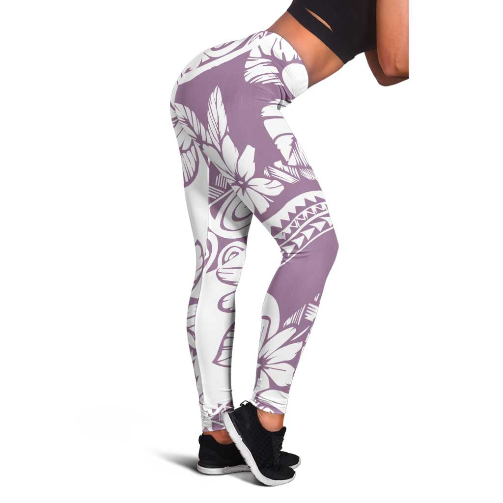 Polynesia Leggings Polynesian Tropical Flowers Purple Pastel Vibes LT14 - Polynesian Pride