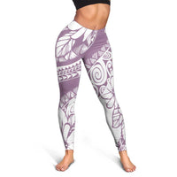 Polynesia Leggings Polynesian Tropical Flowers Purple Pastel Vibes LT14 - Polynesian Pride