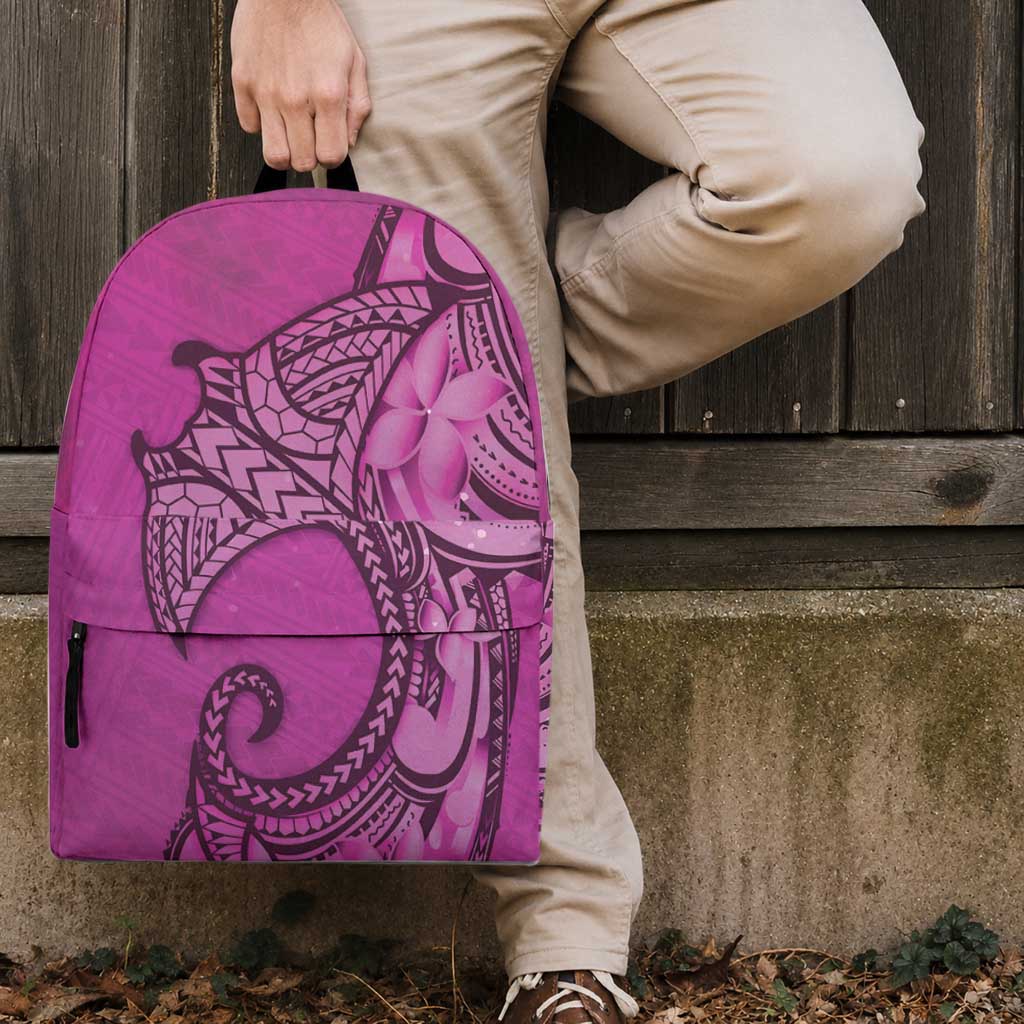 Polynesia Manta Ray Tattoo Backpack Tropical Plumeria Pink Polynesian Pattern LT14 - Polynesian Pride