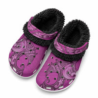 Polynesia Manta Ray Tattoo Fleece Clogs Tropical Plumeria Pink Polynesian Pattern LT14 Pink - Polynesian Pride