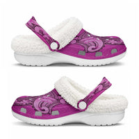 Polynesia Manta Ray Tattoo Fleece Clogs Tropical Plumeria Pink Polynesian Pattern LT14 - Polynesian Pride