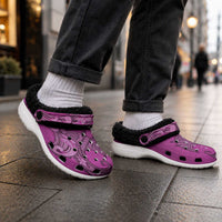 Polynesia Manta Ray Tattoo Fleece Clogs Tropical Plumeria Pink Polynesian Pattern LT14 - Polynesian Pride