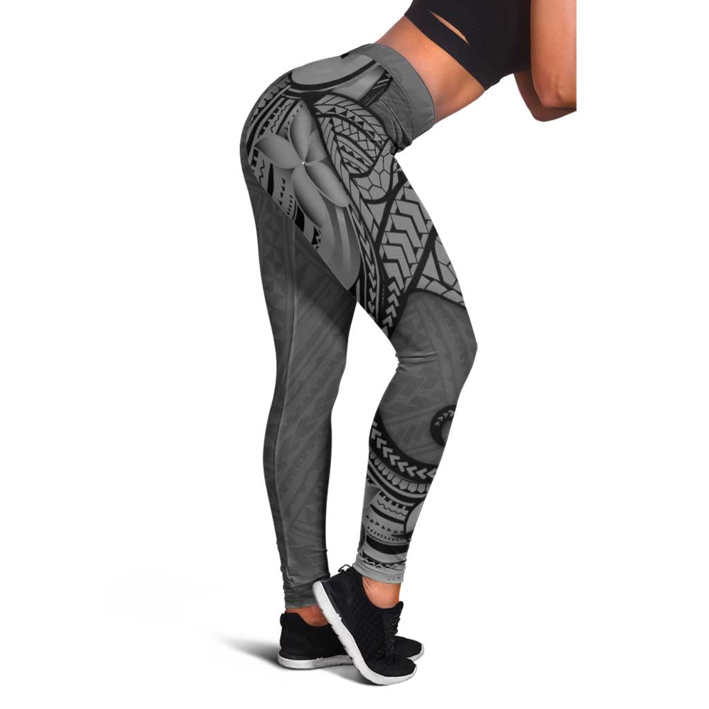 Polynesia Manta Ray Tattoo Leggings Tropical Plumeria Gray Polynesian Pattern LT14 - Polynesian Pride