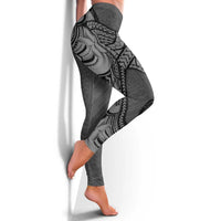 Polynesia Manta Ray Tattoo Leggings Tropical Plumeria Gray Polynesian Pattern LT14 - Polynesian Pride