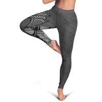 Polynesia Manta Ray Tattoo Leggings Tropical Plumeria Gray Polynesian Pattern LT14 - Polynesian Pride