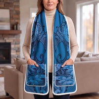 Polynesia Manta Ray Tattoo Pocket Scarf Tropical Plumeria Blue Polynesian Pattern LT14 One Size 13.7 × 86.6 in (35 × 220 cm) Blue - Polynesian Pride