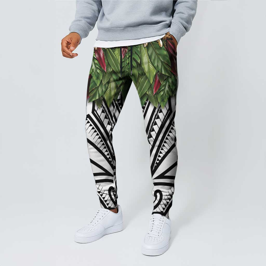 Polynesia Maui White Tattoo Inspired Jogger Pants Tropical Leaf Skirt Costume DT05 - Polynesian Pride