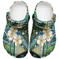 Polynesian Hibiscus Tropical Green Floral Clogs Shoes Tribal Pattern LT01 Green - Polynesian Pride