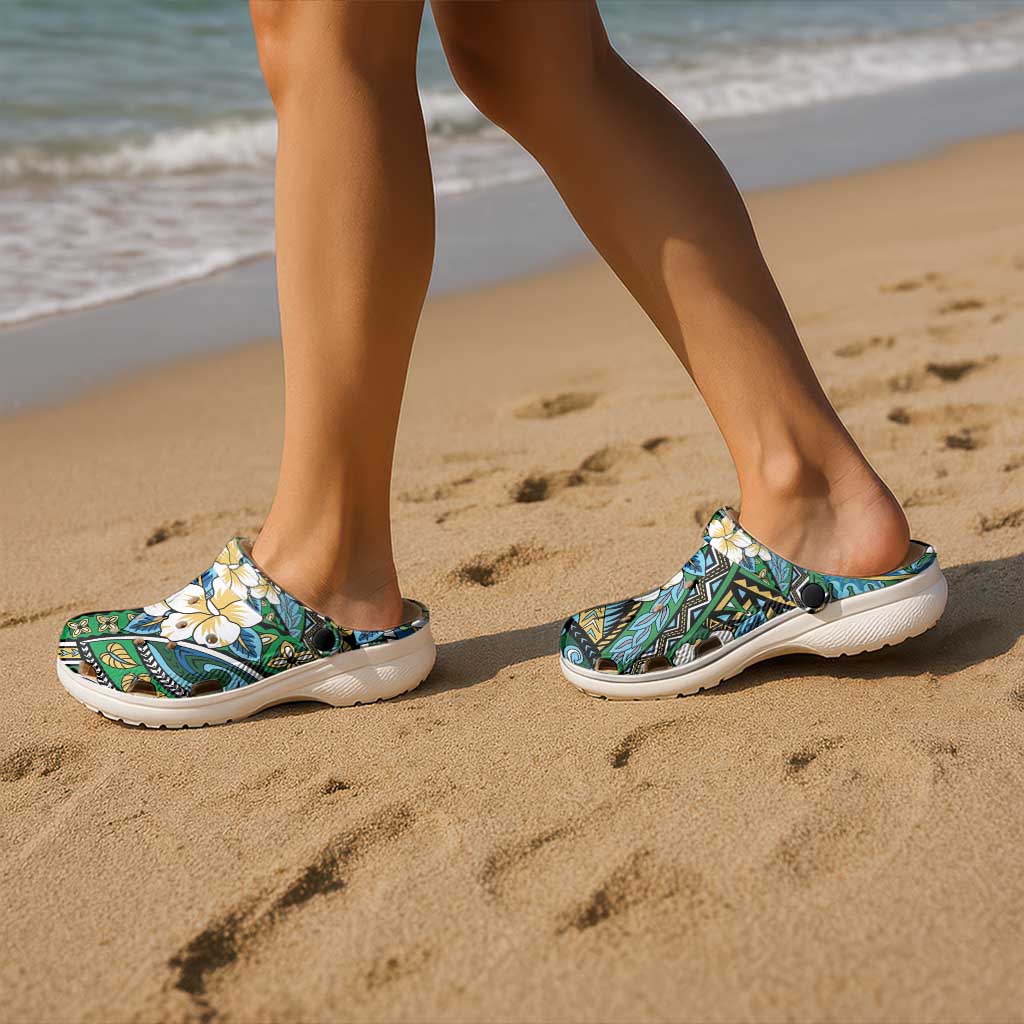 Polynesian Hibiscus Tropical Green Floral Clogs Shoes Tribal Pattern LT01 - Polynesian Pride