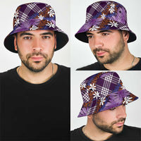 Polynesian Monstera Tiare Floral Bucket Hat Lavender Tropical Plaid LT01 - Polynesian Pride