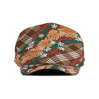 Polynesian Monstera Tiare Floral Jeff Hat Chocolate Brown Tropical Plaid LT01 Brown - Polynesian Pride