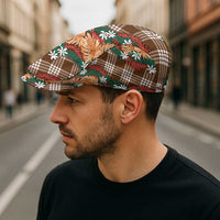 Polynesian Monstera Tiare Floral Jeff Hat Chocolate Brown Tropical Plaid LT01 - Polynesian Pride