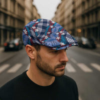 Polynesian Monstera Tiare Floral Jeff Hat Royal Blue Tropical Plaid LT01 - Polynesian Pride
