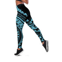 Polynesian Pride Leggings Turtle Hibiscus Luxury Style - Aquamarine LT7 Aquamarine - Polynesian Pride