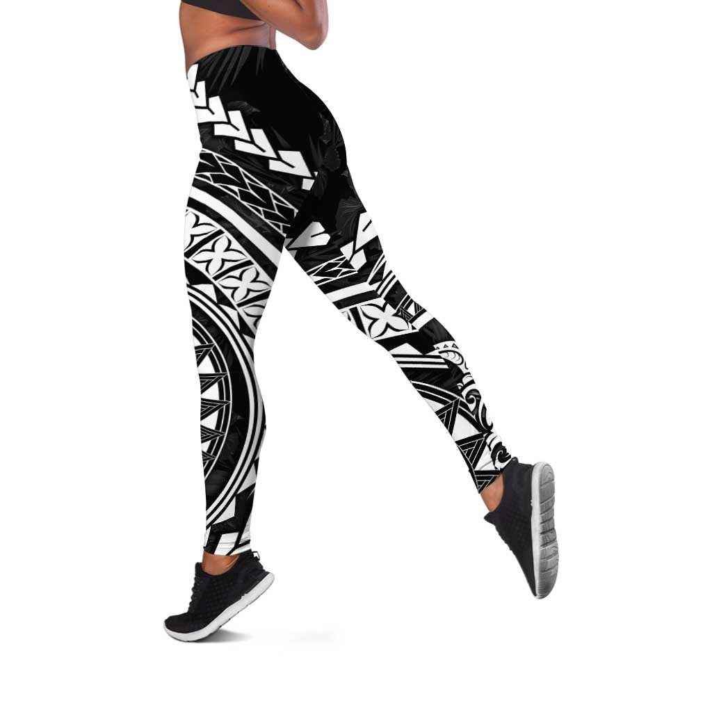 Polynesian Pride Leggings Turtle Hibiscus Luxury Style - Black LT7 Black - Polynesian Pride
