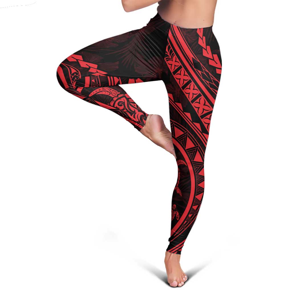 Polynesian Pride Leggings Turtle Hibiscus Luxury Style - Rose LT7 - Polynesian Pride