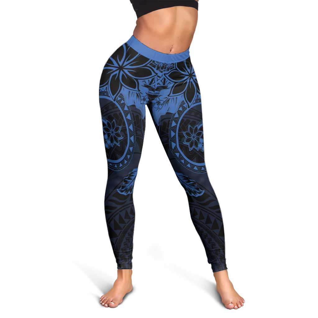 Polynesian Sunset Plumeria Leggings Navy Polynesian Tattoo LT05 - Polynesian Pride