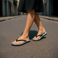 Polynesian Tiare Flower Cyan Pastel Flip Flops LT14 - Polynesian Pride