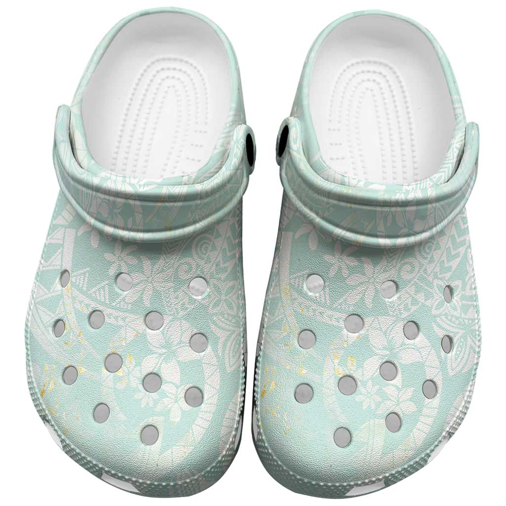 Polynesian Tiare Monstera Seafoam Green Clogs Shoes Liquid Style LT01 Green - Polynesian Pride